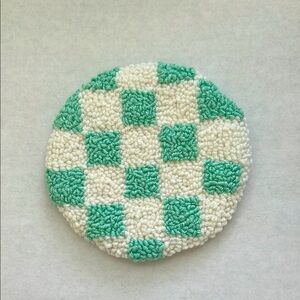 Checkered design punch needle coaster handmade